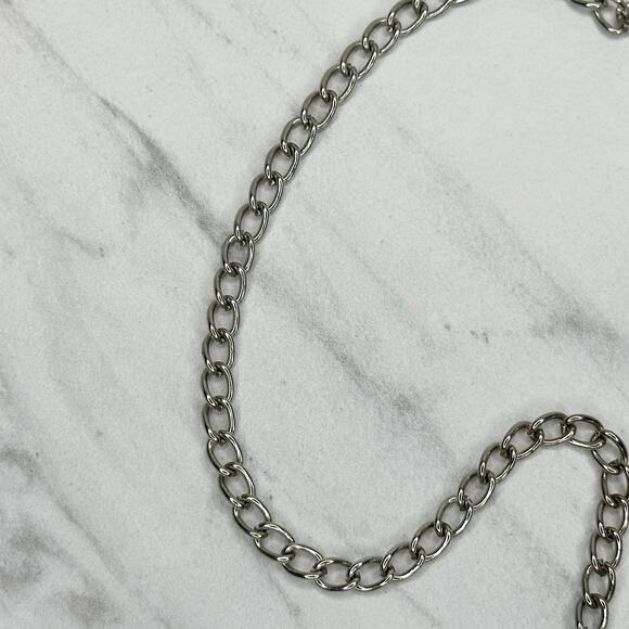 Beaded Fur Woven Silver Tone Chain Link Belt OS Y2K Festival - Picture 14 of 16